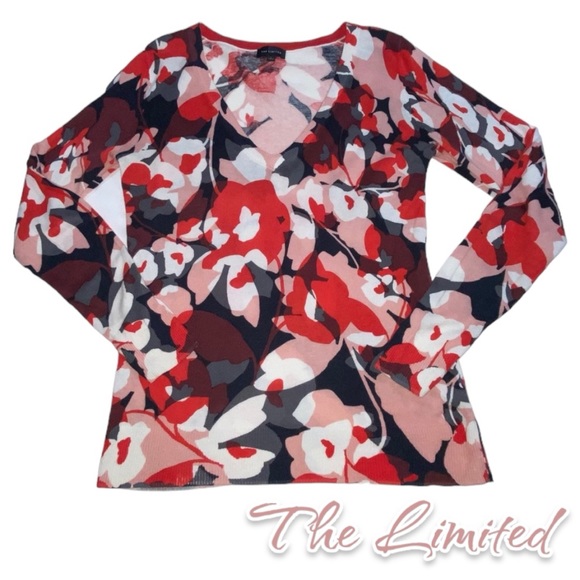 The Limited Floral Multi-Colored V-Neck Knit Lightweight Top - Women’s Small - Picture 9 of 11